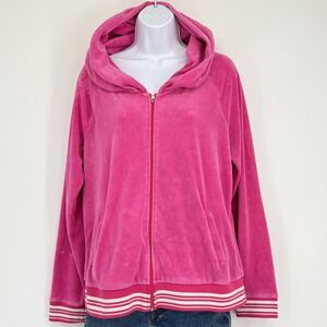 Juicy Couture Velour Zip Hoodie XL Pink Y2K Track Jacket coquette soft girl cozy